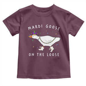 Mardi Goose On The Loose Toddler T Shirt Funny Mardi Gras Carnival Parade TS11 Maroon Print Your Wear