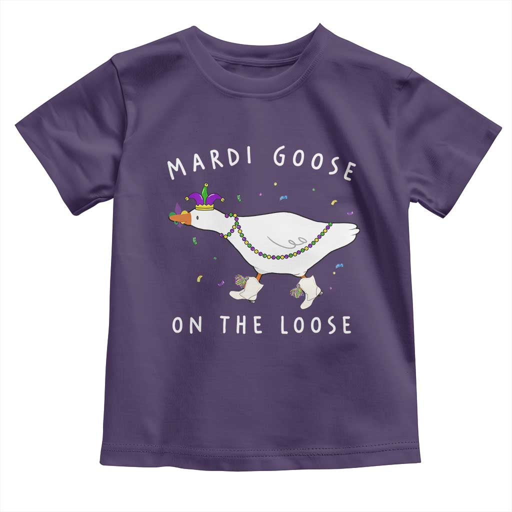 Mardi Goose On The Loose Toddler T Shirt Funny Mardi Gras Carnival Parade TS11 Purple Print Your Wear