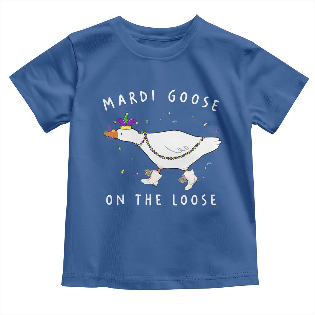 Mardi Goose On The Loose Toddler T Shirt Funny Mardi Gras Carnival Parade TS11 Royal Blue Print Your Wear
