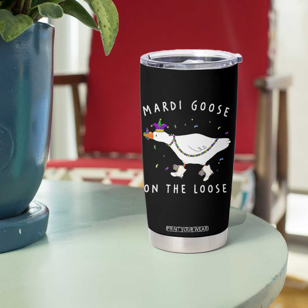 Mardi Goose On The Loose Tumbler Cup Funny Mardi Gras Carnival Parade TS11 Print Your Wear