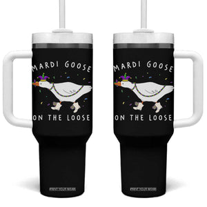 Mardi Goose On The Loose Tumbler With Handle Funny Mardi Gras Carnival Parade TS11 One Size: 40 oz Black Print Your Wear