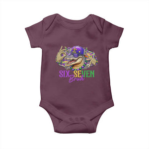Funny Mardi Gras Six Seven Bruh Baby Onesie 67 Meme Mardigator Alligator TS11 Maroon Print Your Wear