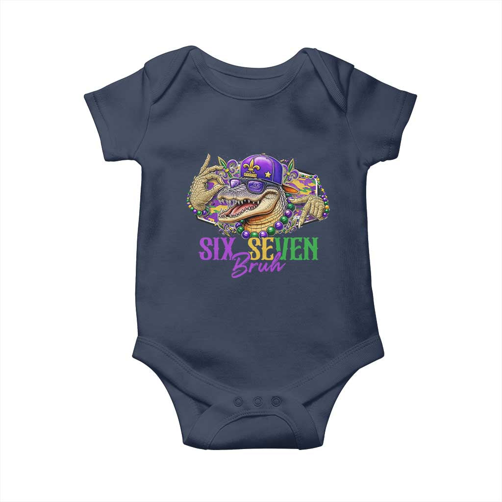Funny Mardi Gras Six Seven Bruh Baby Onesie 67 Meme Mardigator Alligator TS11 Navy Print Your Wear