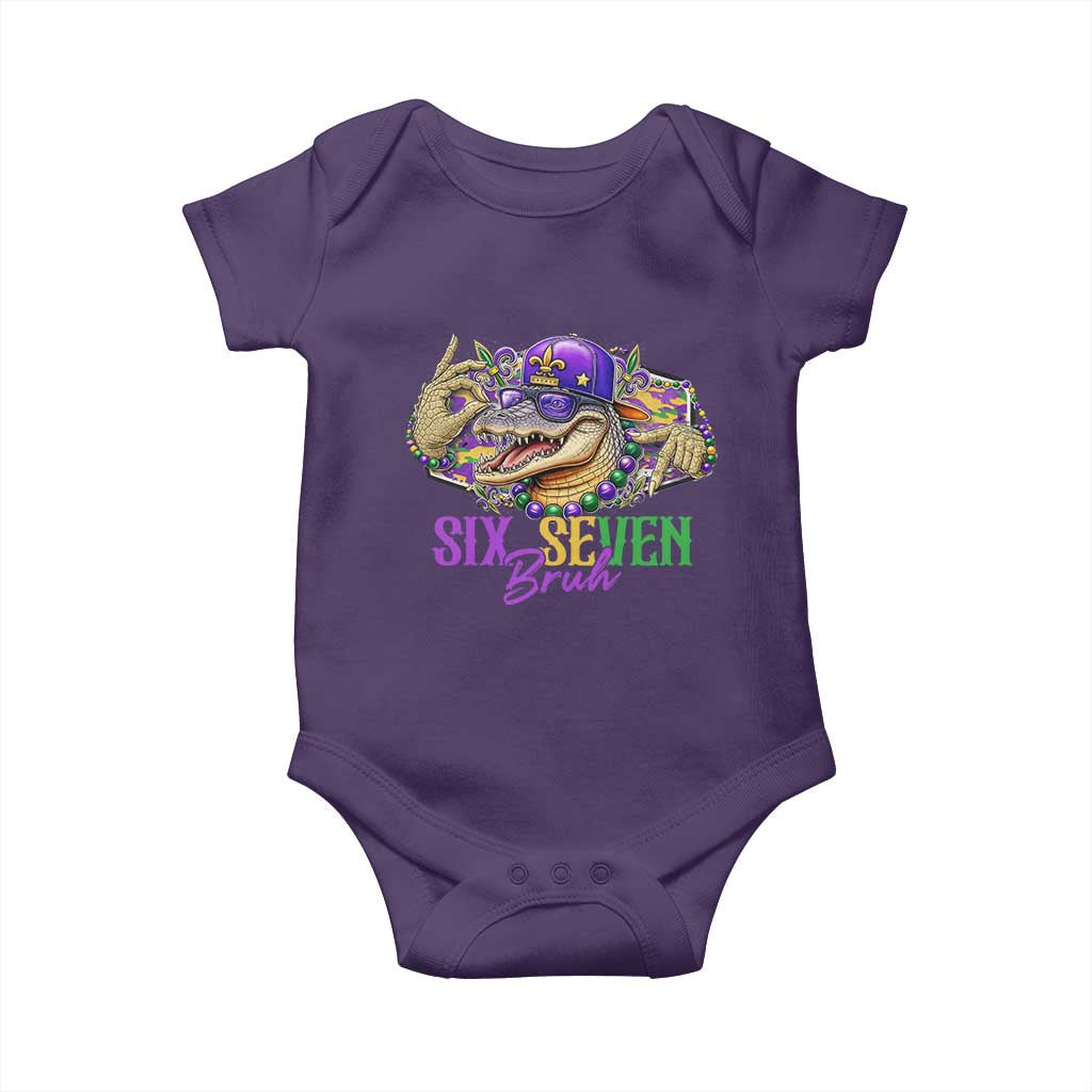 Funny Mardi Gras Six Seven Bruh Baby Onesie 67 Meme Mardigator Alligator TS11 Purple Print Your Wear