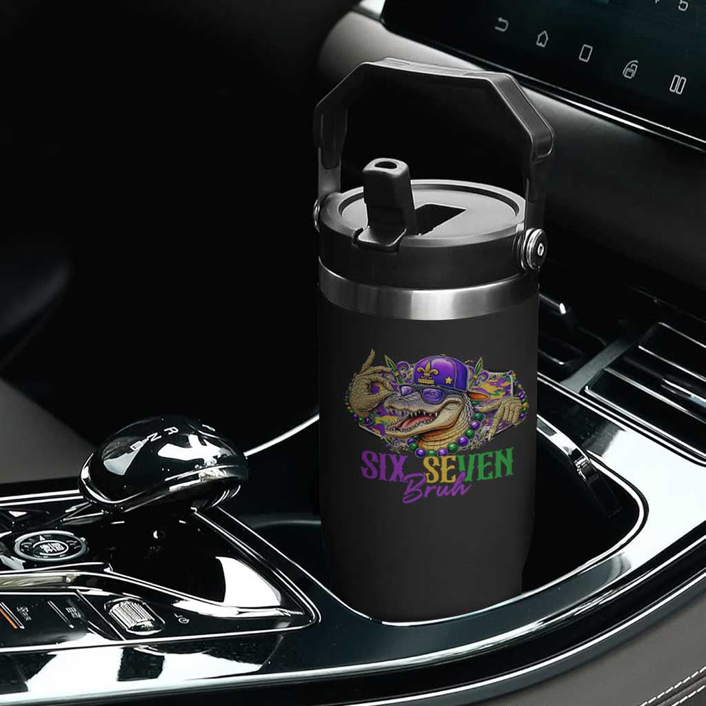 Funny Mardi Gras Six Seven Bruh Flip Straw Tumbler 67 Meme Mardigator Alligator TS11 Print Your Wear