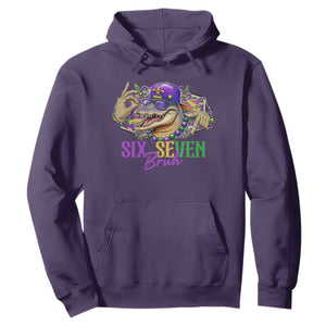 Funny Mardi Gras Six Seven Bruh Hoodie 67 Meme Mardigator Alligator TS11 Purple Print Your Wear