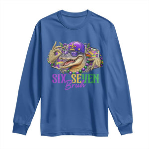 Funny Mardi Gras Six Seven Bruh Long Sleeve Shirt 67 Meme Mardigator Alligator TS11 Royal Blue Print Your Wear