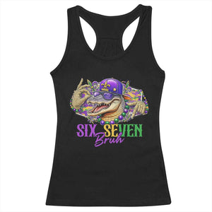 Funny Mardi Gras Six Seven Bruh Racerback Tank Top 67 Meme Mardigator Alligator TS11 Black Print Your Wear