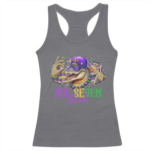 Funny Mardi Gras Six Seven Bruh Racerback Tank Top 67 Meme Mardigator Alligator TS11 Charcoal Print Your Wear