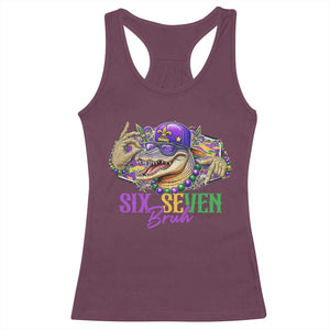 Funny Mardi Gras Six Seven Bruh Racerback Tank Top 67 Meme Mardigator Alligator TS11 Maroon Print Your Wear