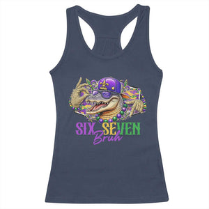 Funny Mardi Gras Six Seven Bruh Racerback Tank Top 67 Meme Mardigator Alligator TS11 Navy Print Your Wear
