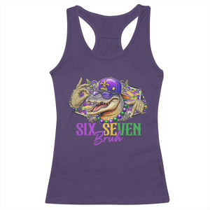 Funny Mardi Gras Six Seven Bruh Racerback Tank Top 67 Meme Mardigator Alligator TS11 Purple Print Your Wear