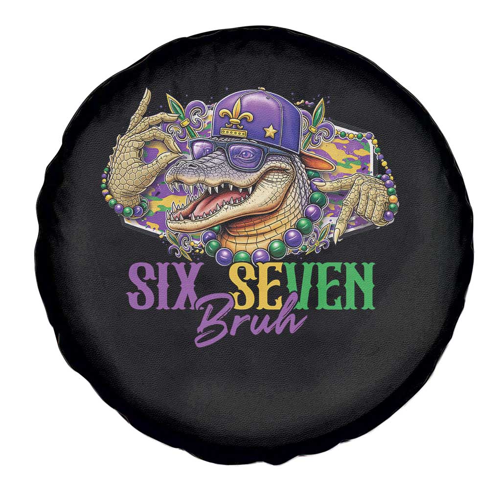 Funny Mardi Gras Six Seven Bruh Spare Tire Cover 67 Meme Mardigator Alligator TS11 Print Your Wear