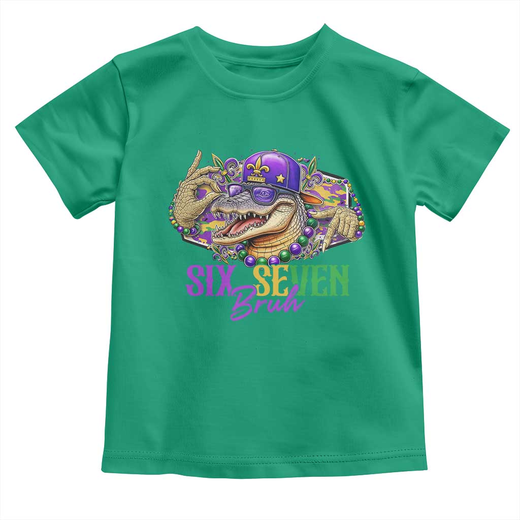 Funny Mardi Gras Six Seven Bruh Toddler T Shirt 67 Meme Mardigator Alligator TS11 Irish Green Print Your Wear