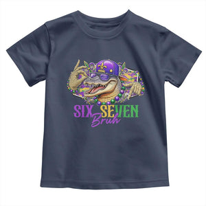 Funny Mardi Gras Six Seven Bruh Toddler T Shirt 67 Meme Mardigator Alligator TS11 Navy Print Your Wear