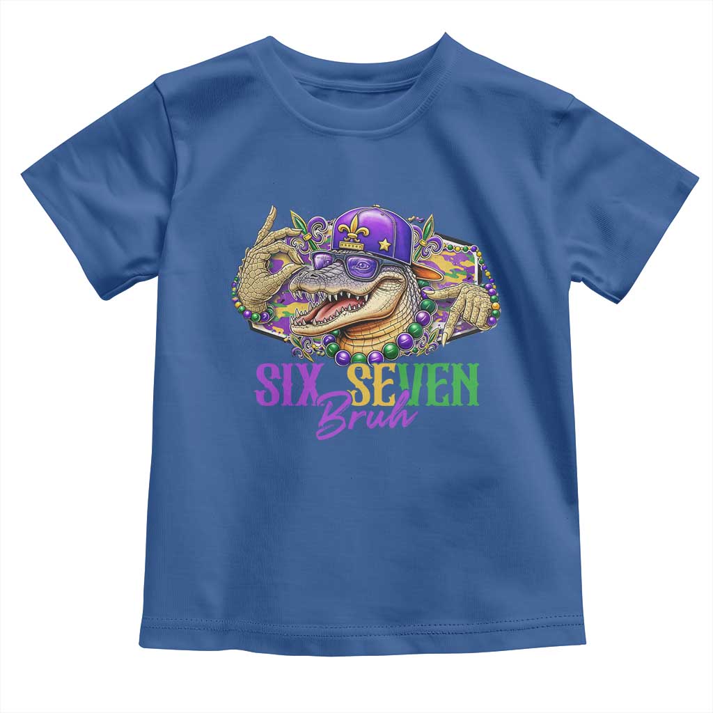 Funny Mardi Gras Six Seven Bruh Toddler T Shirt 67 Meme Mardigator Alligator TS11 Royal Blue Print Your Wear