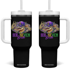 Funny Mardi Gras Six Seven Bruh Tumbler With Handle 67 Meme Mardigator Alligator TS11 One Size: 40 oz Black Print Your Wear