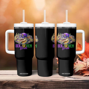 Funny Mardi Gras Six Seven Bruh Tumbler With Handle 67 Meme Mardigator Alligator TS11 Print Your Wear