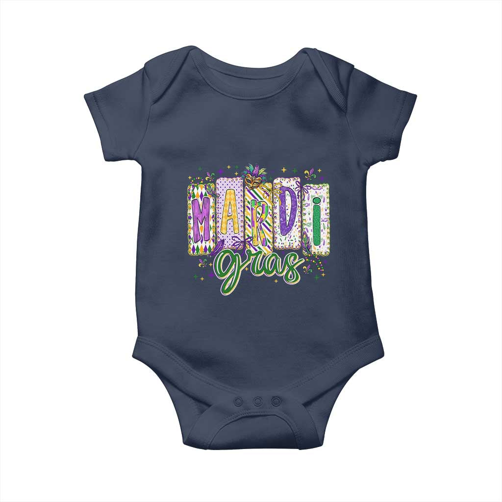Mardi Gras Baby Onesie New Orleans Carnival Girly Fat Tuesday TS11 Navy Print Your Wear