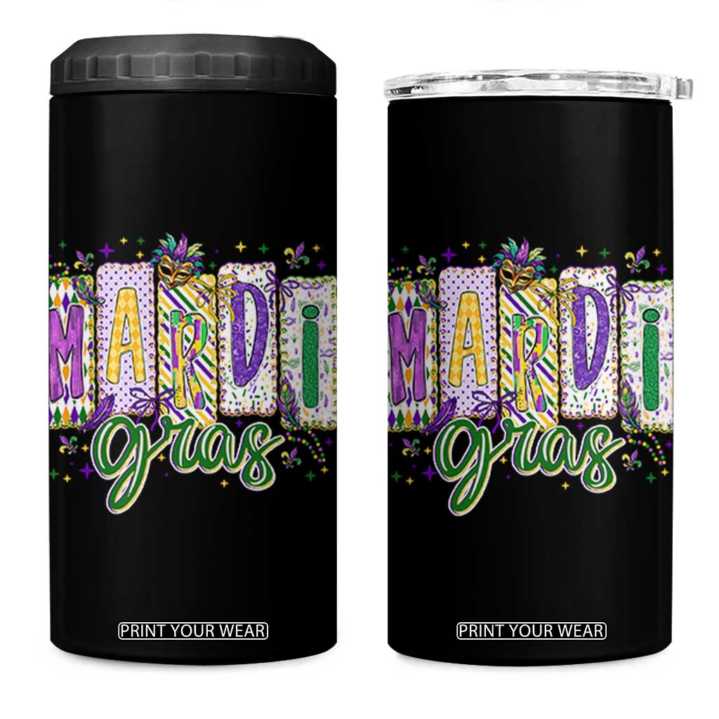 Mardi Gras 4 in 1 Can Cooler Tumbler New Orleans Carnival Girly Fat Tuesday TS11 One Size: 16 oz Black Print Your Wear