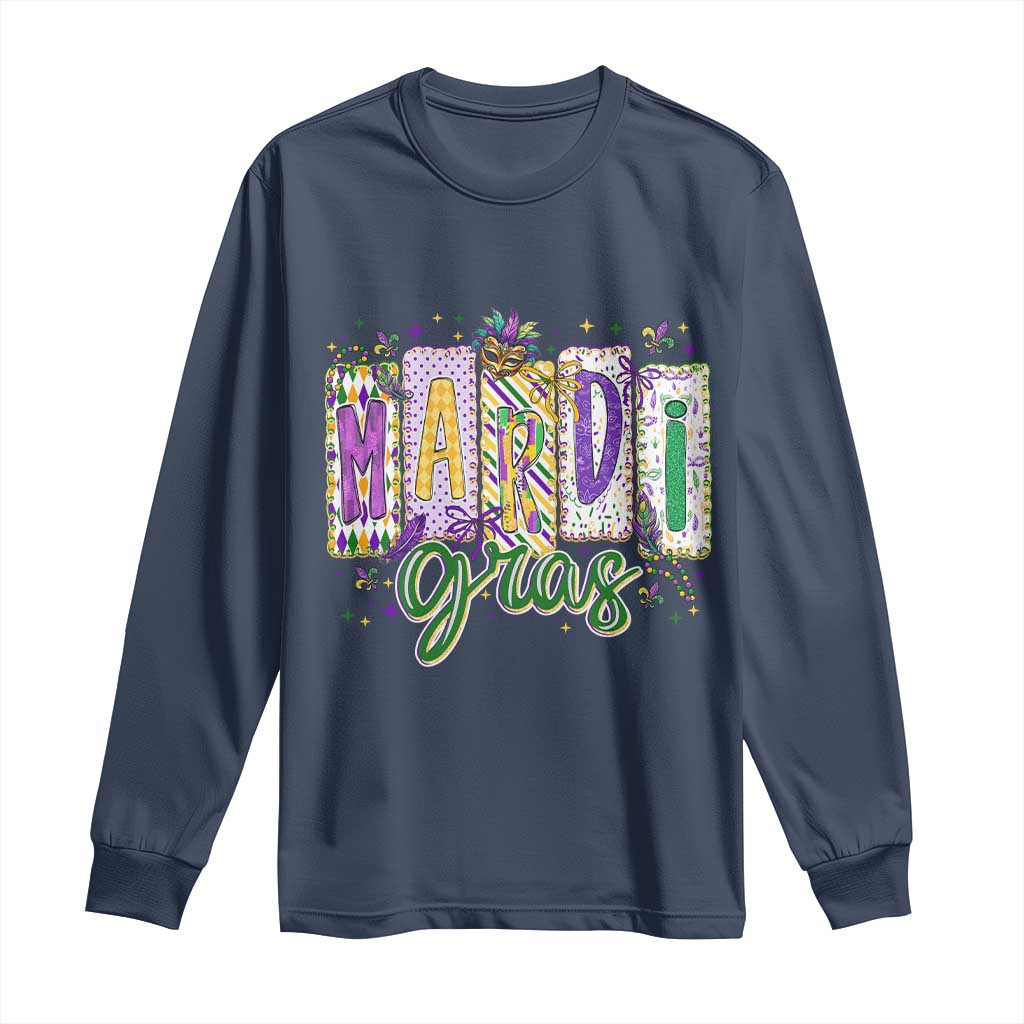 Mardi Gras Long Sleeve Shirt New Orleans Carnival Girly Fat Tuesday TS11 Navy Print Your Wear