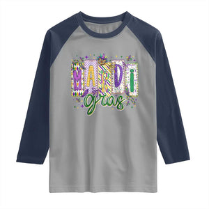 Mardi Gras Raglan Shirt New Orleans Carnival Girly Fat Tuesday TS11 Sport Gray Navy Print Your Wear