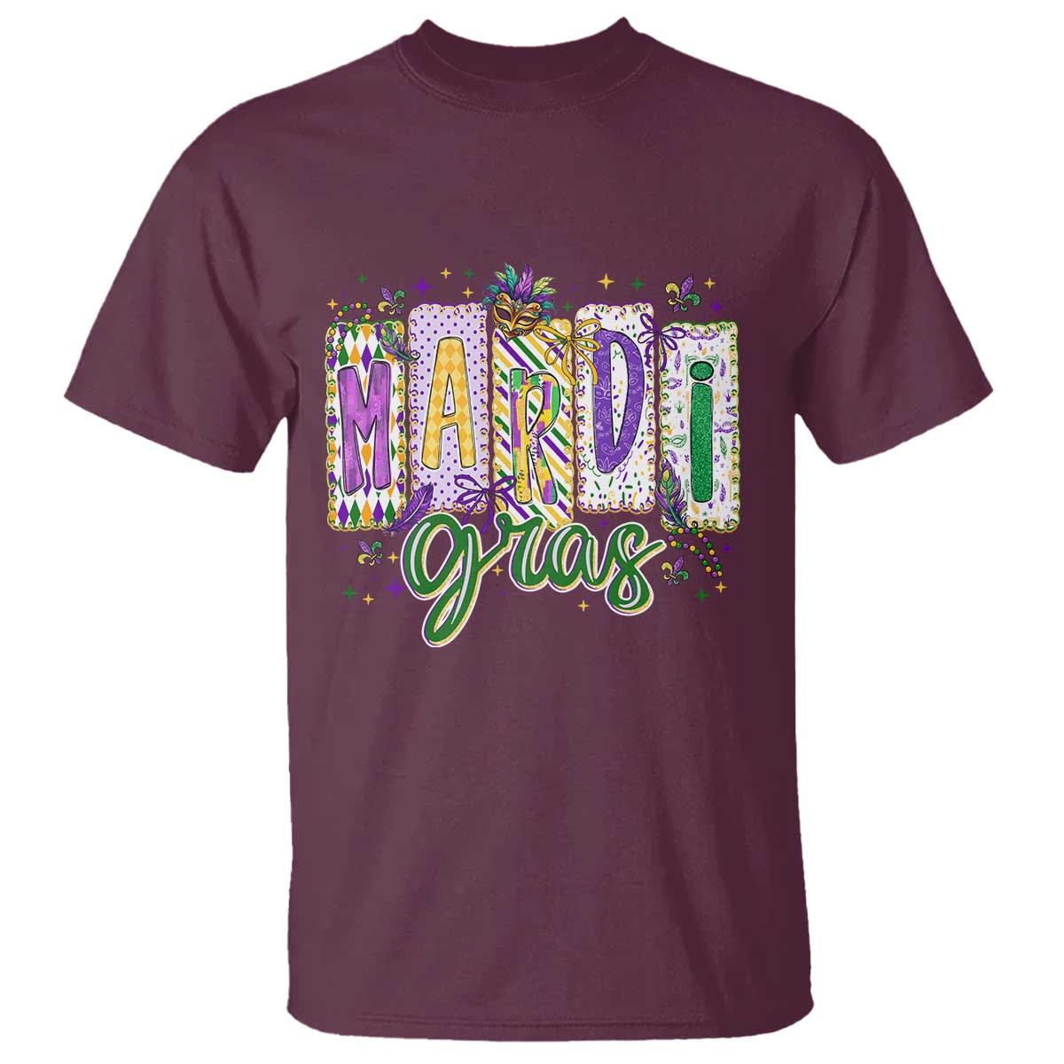 Mardi Gras T Shirt New Orleans Carnival Girly Fat Tuesday TS11 Maroon Print Your Wear