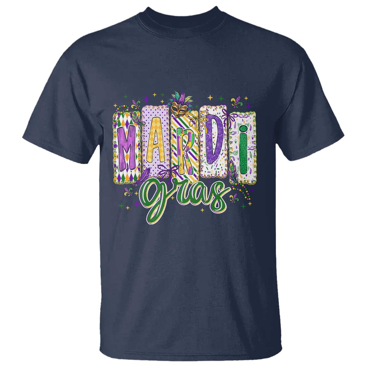 Mardi Gras T Shirt New Orleans Carnival Girly Fat Tuesday TS11 Navy Print Your Wear