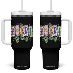 Mardi Gras Tumbler With Handle New Orleans Carnival Girly Fat Tuesday TS11 One Size: 40 oz Black Print Your Wear
