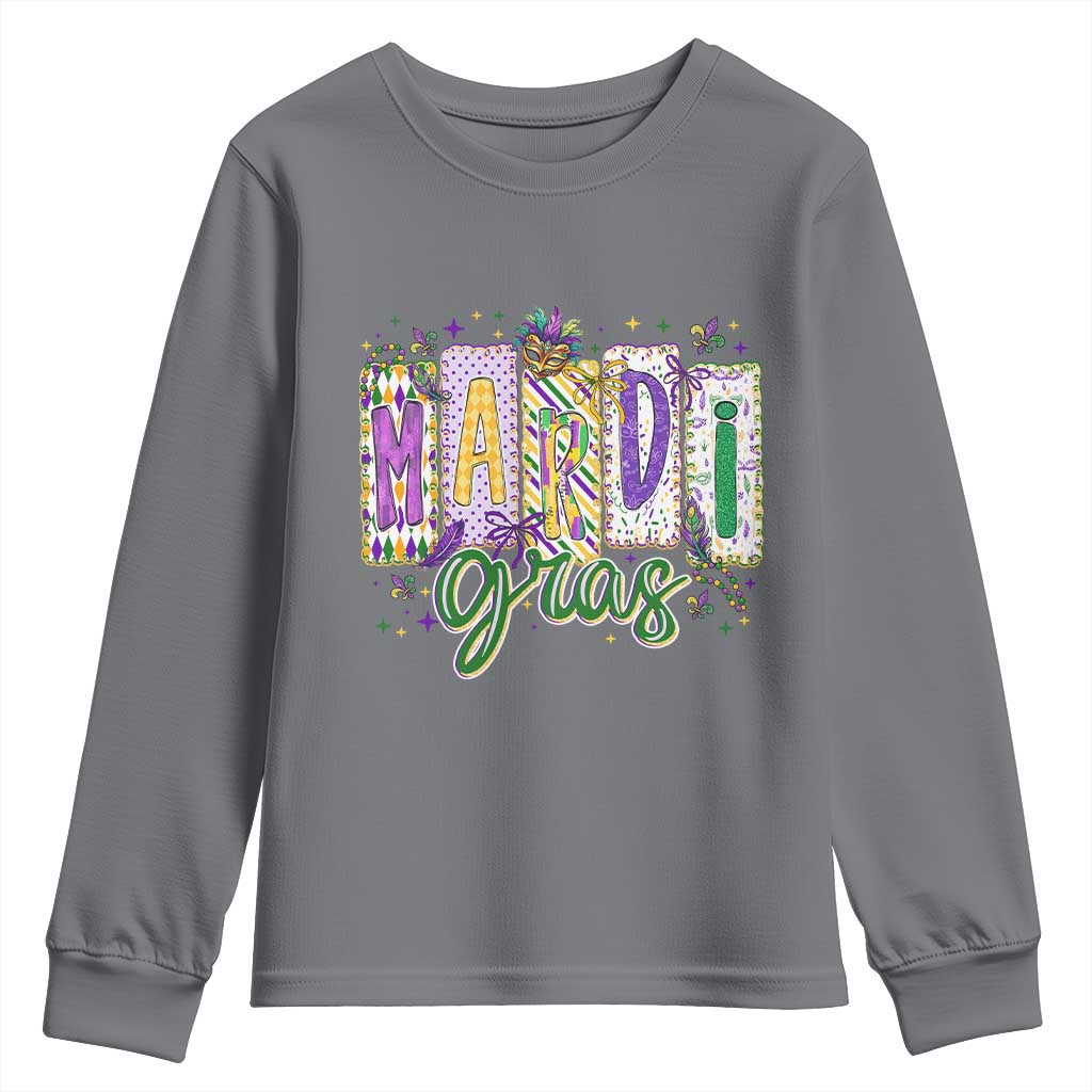 Mardi Gras Youth Sweatshirt New Orleans Carnival Girly Fat Tuesday TS11 Charcoal Print Your Wear