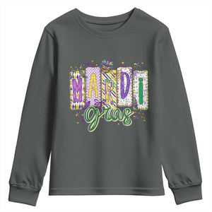 Mardi Gras Youth Sweatshirt New Orleans Carnival Girly Fat Tuesday TS11 Dark Heather Print Your Wear