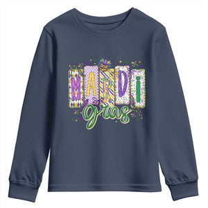 Mardi Gras Youth Sweatshirt New Orleans Carnival Girly Fat Tuesday TS11 Navy Print Your Wear