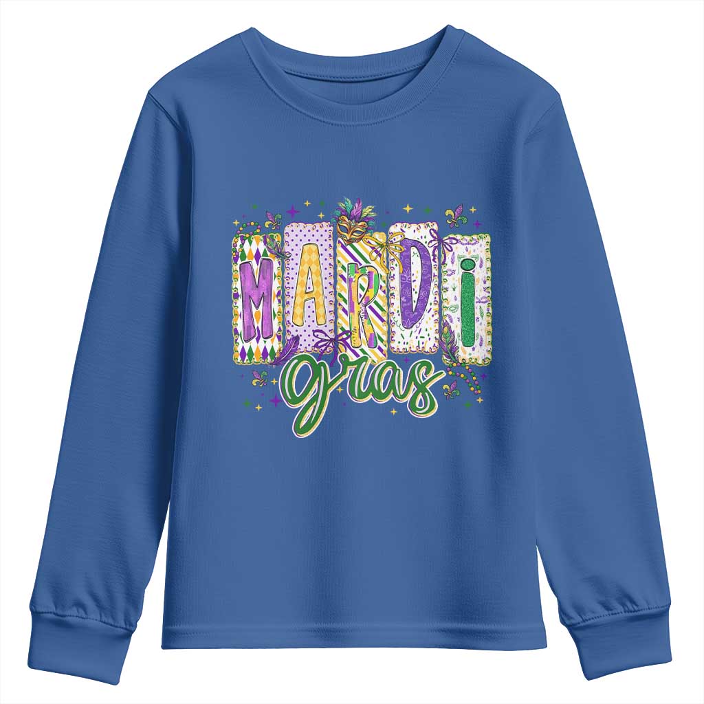 Mardi Gras Youth Sweatshirt New Orleans Carnival Girly Fat Tuesday TS11 Royal Blue Print Your Wear