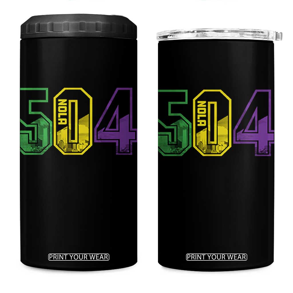 Mardi Gras 504 Nola New Orleans Louisiana LA 4 in 1 Can Cooler Tumbler TS11 One Size: 16 oz Black Print Your Wear