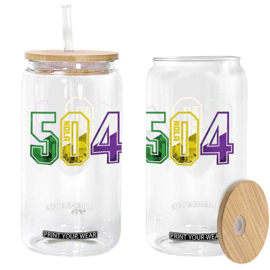 Mardi Gras 504 Nola New Orleans Louisiana LA Glass Can TS11 Print Your Wear