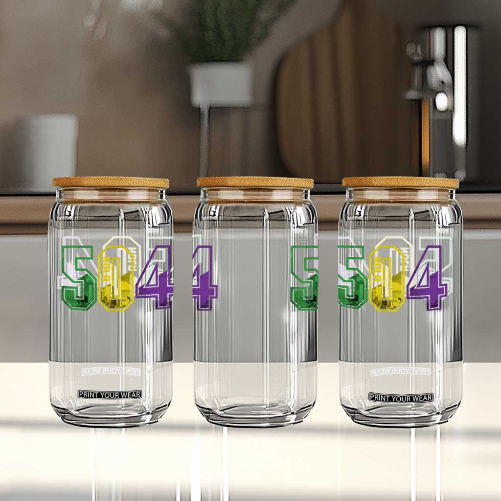 Mardi Gras 504 Nola New Orleans Louisiana LA Glass Can TS11 Print Your Wear