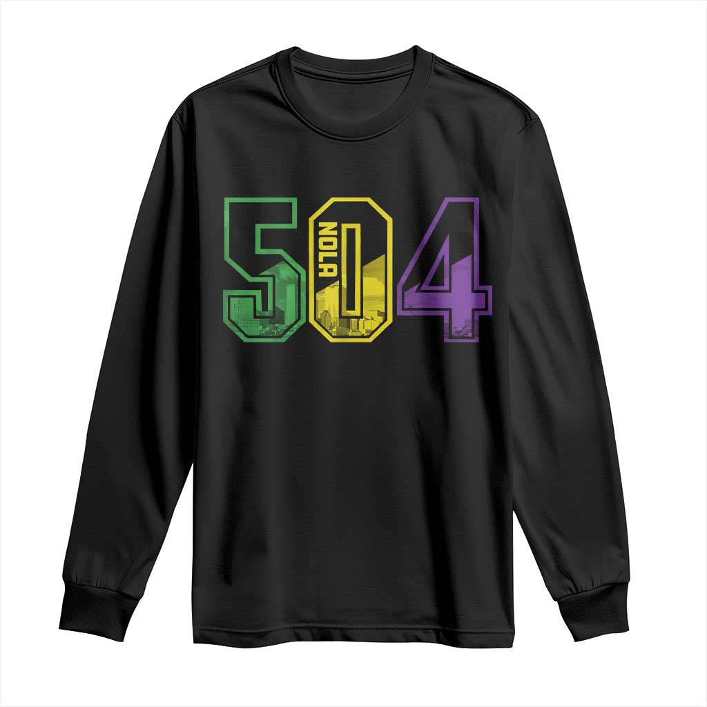 Mardi Gras 504 Nola New Orleans Louisiana LA Long Sleeve Shirt TS11 Black Print Your Wear