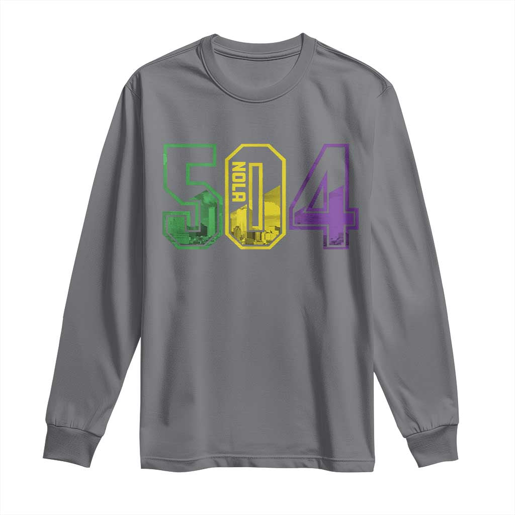 Mardi Gras 504 Nola New Orleans Louisiana LA Long Sleeve Shirt TS11 Charcoal Print Your Wear