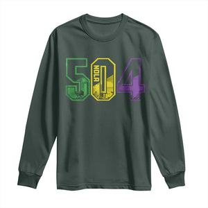 Mardi Gras 504 Nola New Orleans Louisiana LA Long Sleeve Shirt TS11 Dark Forest Green Print Your Wear