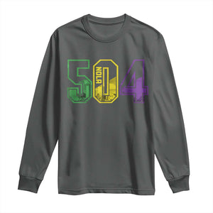 Mardi Gras 504 Nola New Orleans Louisiana LA Long Sleeve Shirt TS11 Dark Heather Print Your Wear