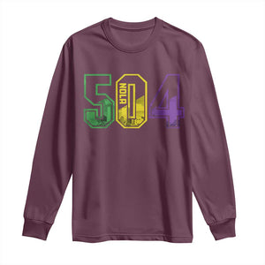 Mardi Gras 504 Nola New Orleans Louisiana LA Long Sleeve Shirt TS11 Maroon Print Your Wear