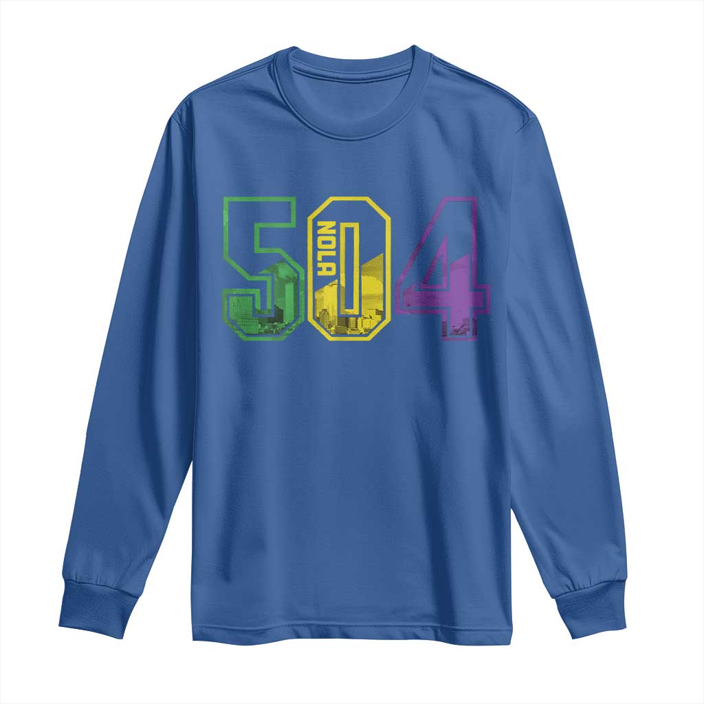 Mardi Gras 504 Nola New Orleans Louisiana LA Long Sleeve Shirt TS11 Royal Blue Print Your Wear