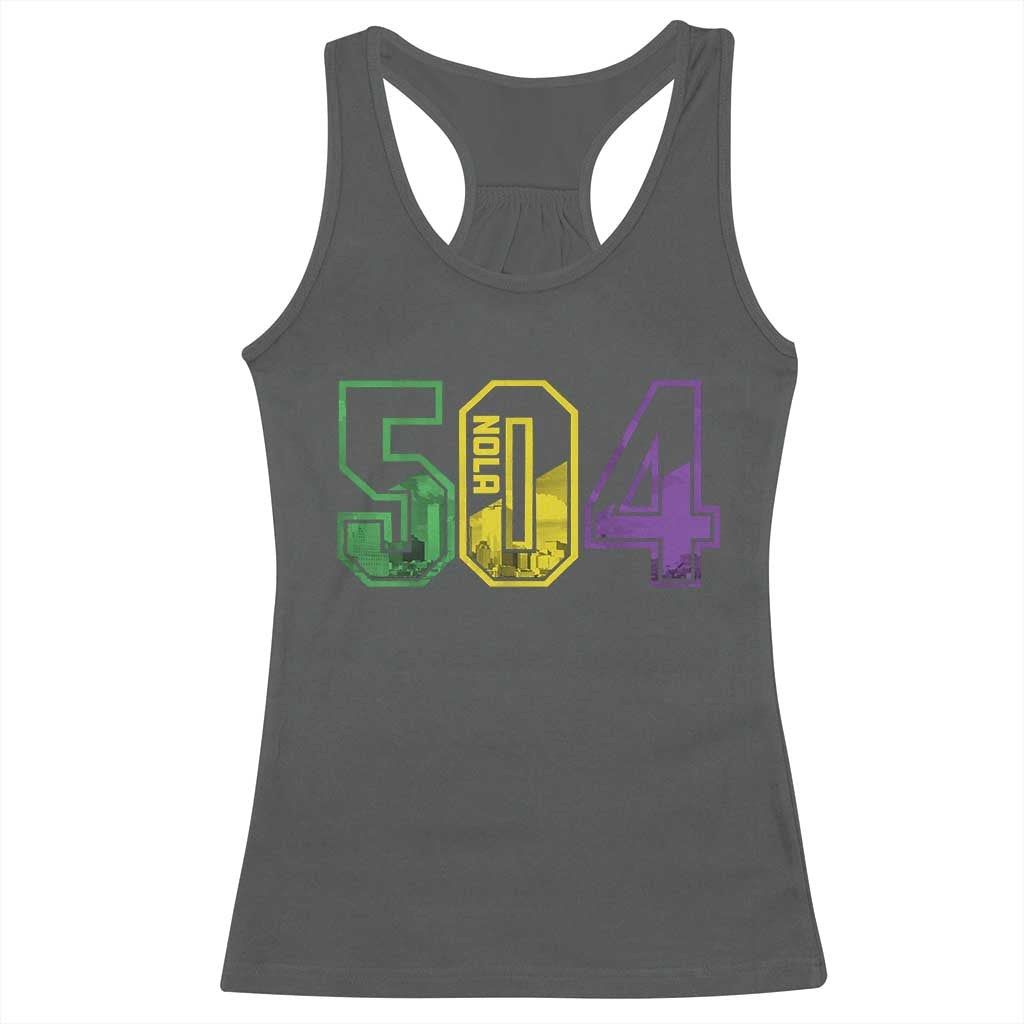 Mardi Gras 504 Nola New Orleans Louisiana LA Racerback Tank Top TS11 Dark Heather Print Your Wear