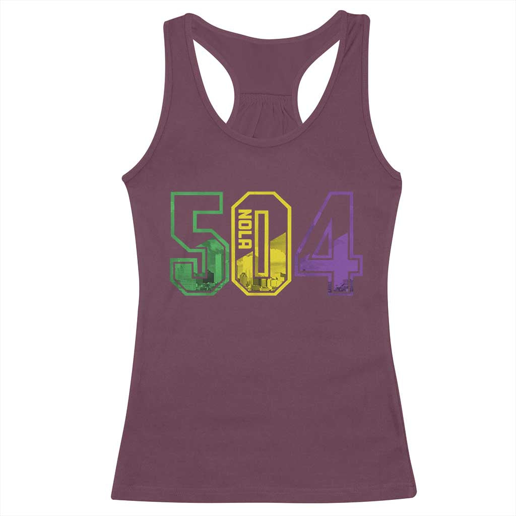 Mardi Gras 504 Nola New Orleans Louisiana LA Racerback Tank Top TS11 Maroon Print Your Wear