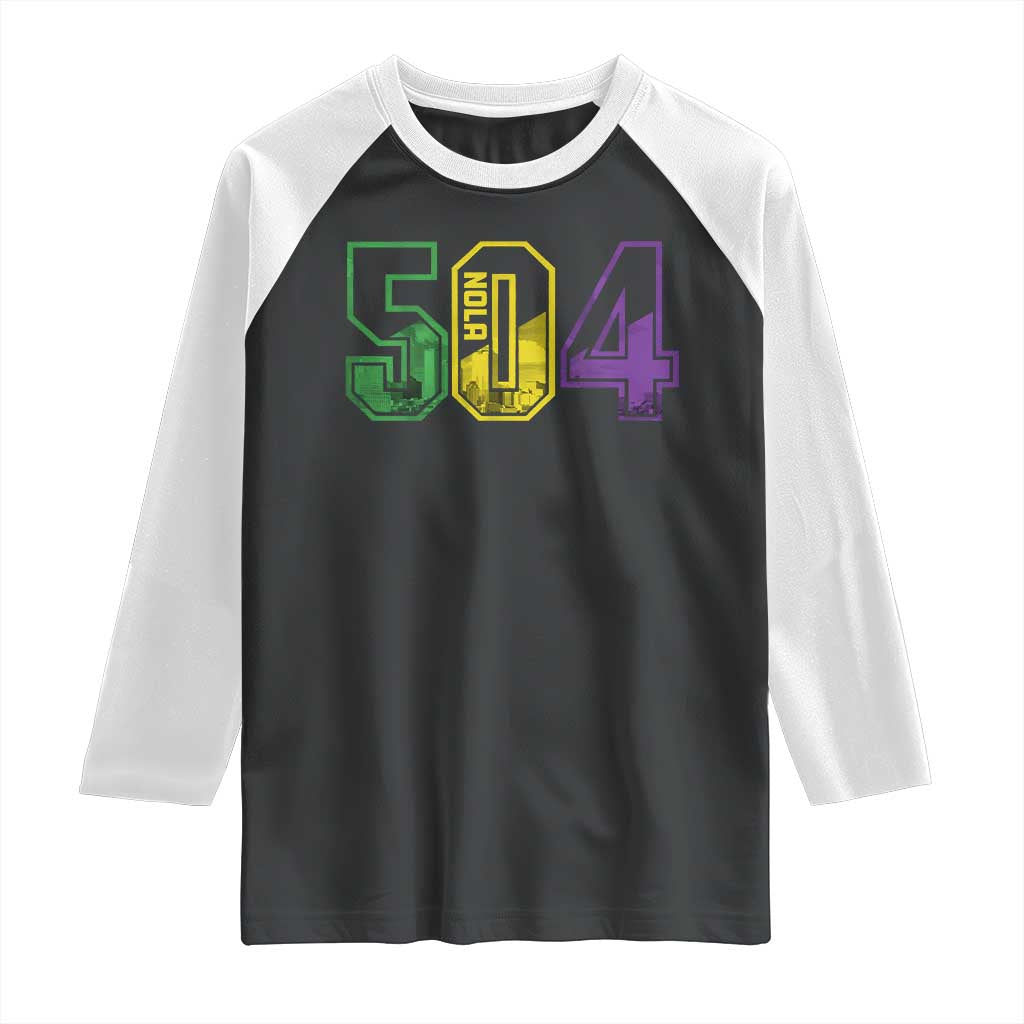Mardi Gras 504 Nola New Orleans Louisiana LA Raglan Shirt TS11 Black White Print Your Wear
