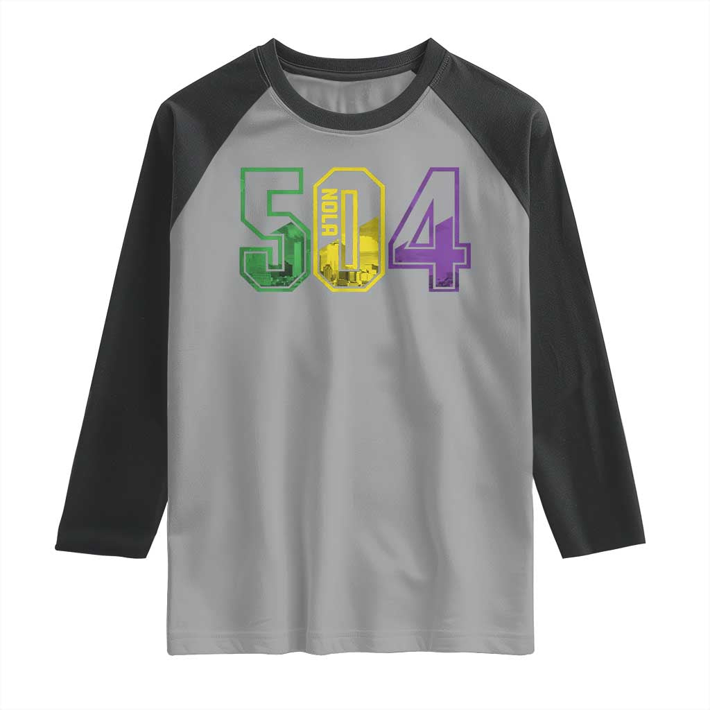 Mardi Gras 504 Nola New Orleans Louisiana LA Raglan Shirt TS11 Sport Gray Black Print Your Wear