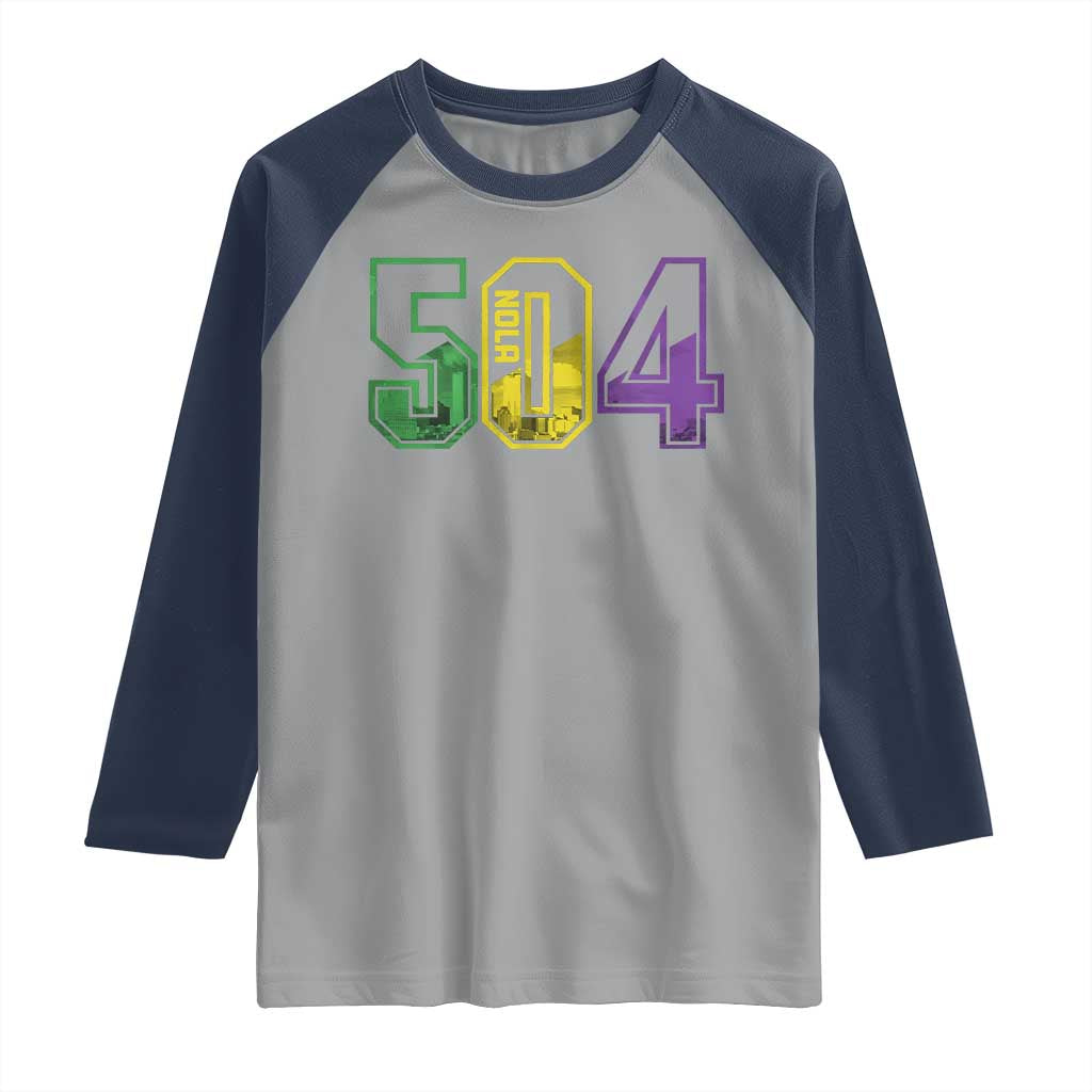 Mardi Gras 504 Nola New Orleans Louisiana LA Raglan Shirt TS11 Sport Gray Navy Print Your Wear