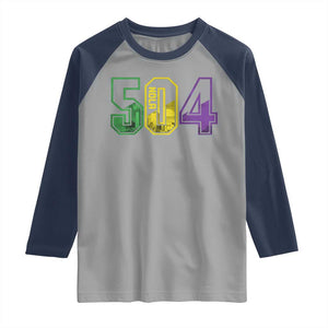 Mardi Gras 504 Nola New Orleans Louisiana LA Raglan Shirt TS11 Sport Gray Navy Print Your Wear