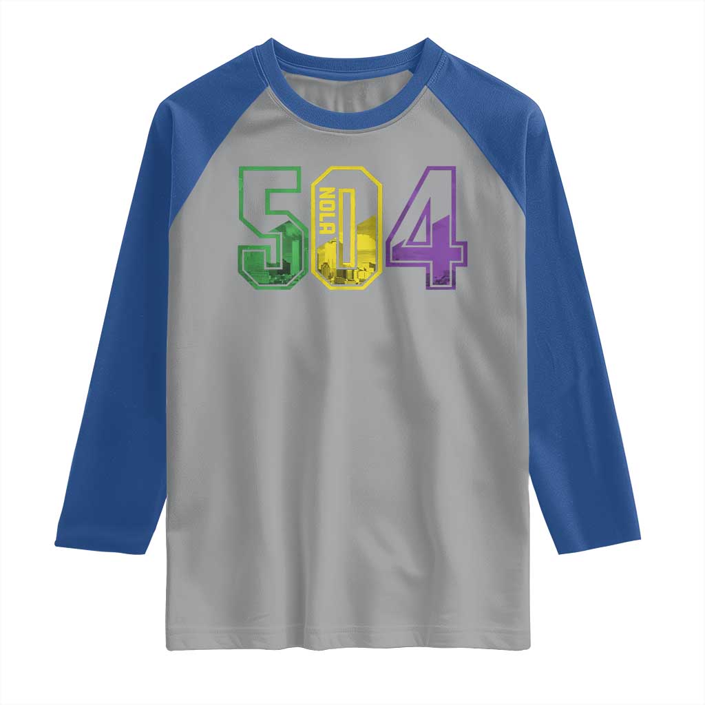 Mardi Gras 504 Nola New Orleans Louisiana LA Raglan Shirt TS11 Sport Gray Royal Print Your Wear