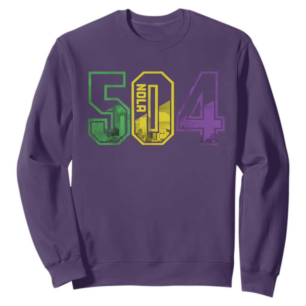 Mardi Gras 504 Nola New Orleans Louisiana LA Sweatshirt TS11 Purple Print Your Wear